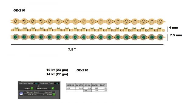 Green Round Natural Emerlad Bracelet